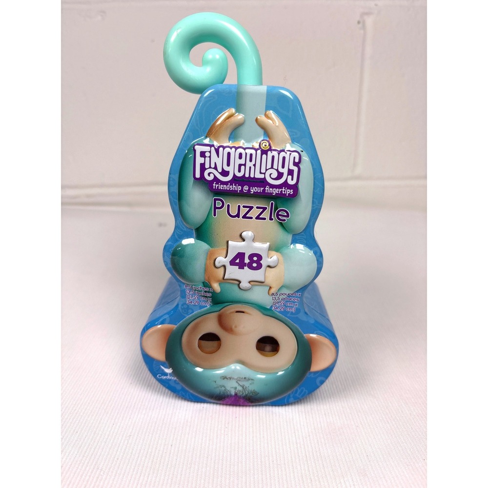 Fingerlings 48 Piece Jigsaw Puzzle in Monkey Shaped Storage Tin Teal Blue